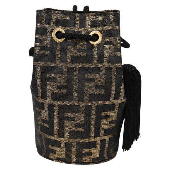 FENDI Zucca Canvas Shoulder Bag Black Brown Auth 120527AM - Picture 3 of 16